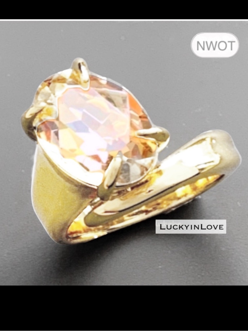 ALEXIS BITTAR • Crystal Capped Bold Modern Minimalist Bypass Ring